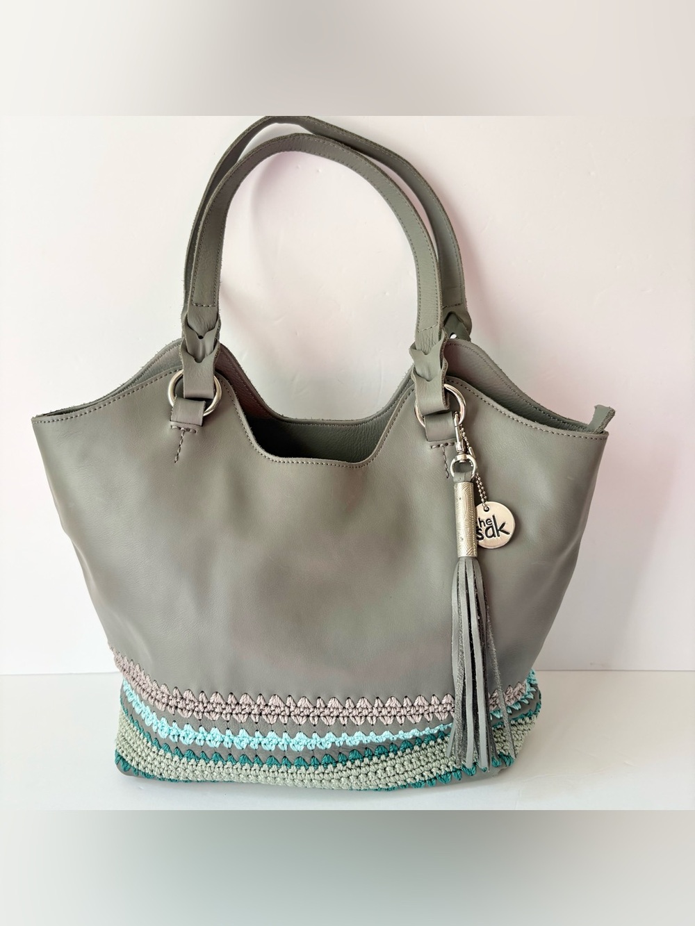The Sak Back to Bali Gray Leather Hobo Bag Purse